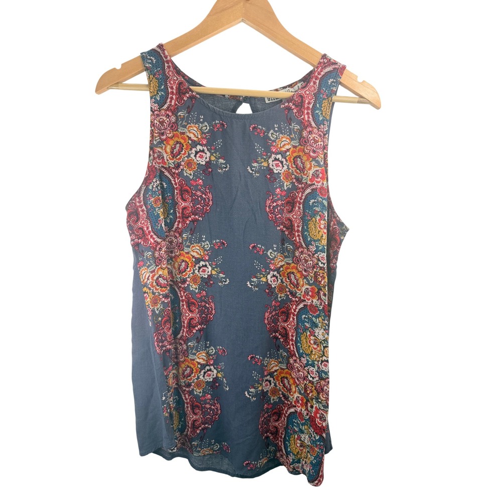 Gyps & Wandurst Womens Blue Paisley‎ Floral Print Sleeveless Top M Feminine Chic